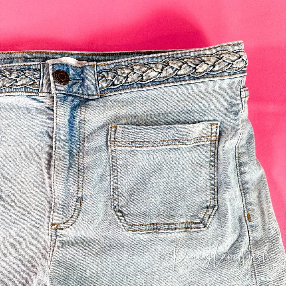 LC Lauren Conrad Crystal Braided High Waist Cut Off Denim Shorts - Picture 5 of 12